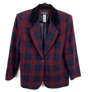 Vintage Sag Harbor Tartan Plaid Oversized Blazer